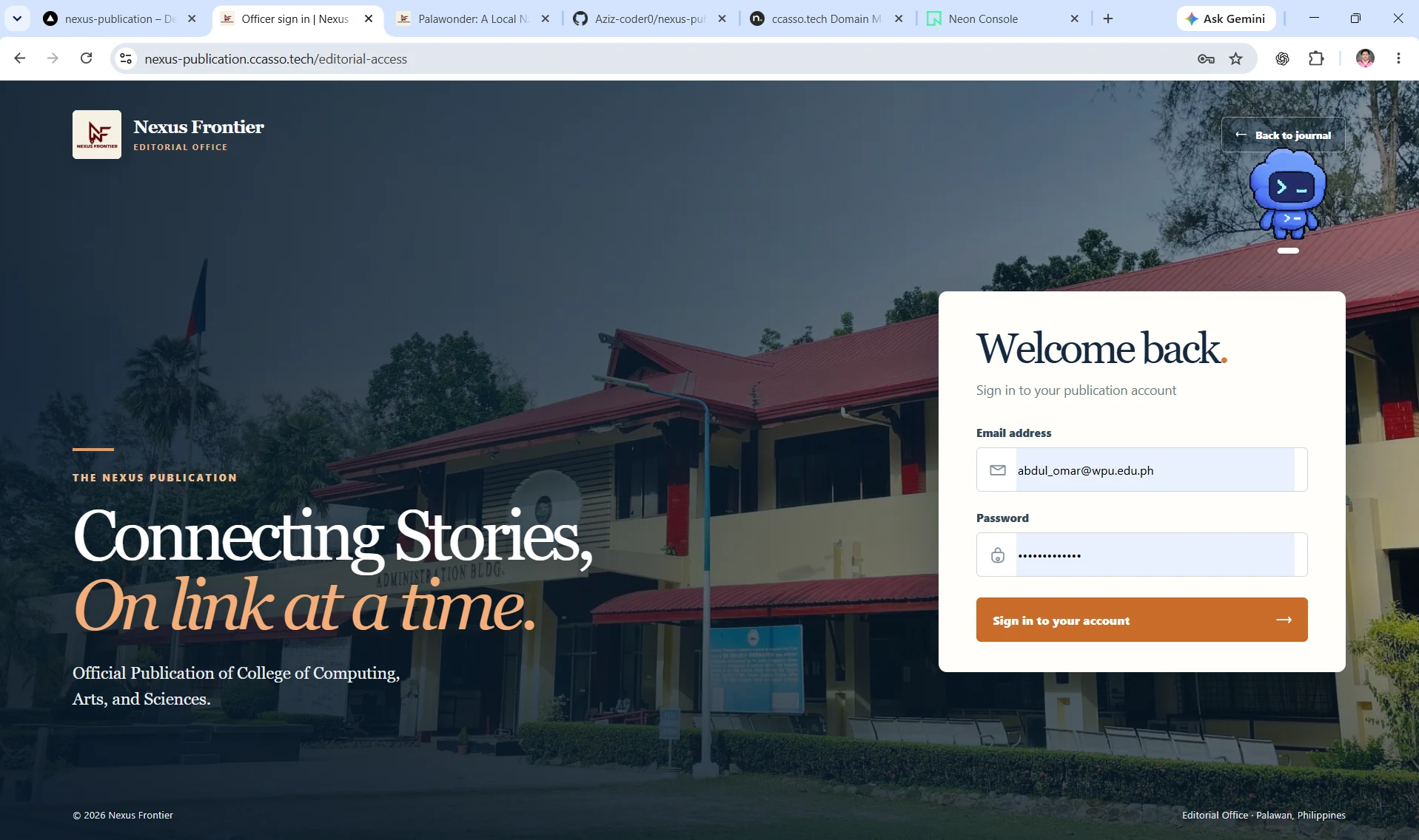 Nexus Frontier Publication application screenshot